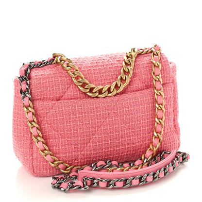 Chanel Metallic Tweed Quilted Medium Chanel 19 Flap Pink 3 of 9