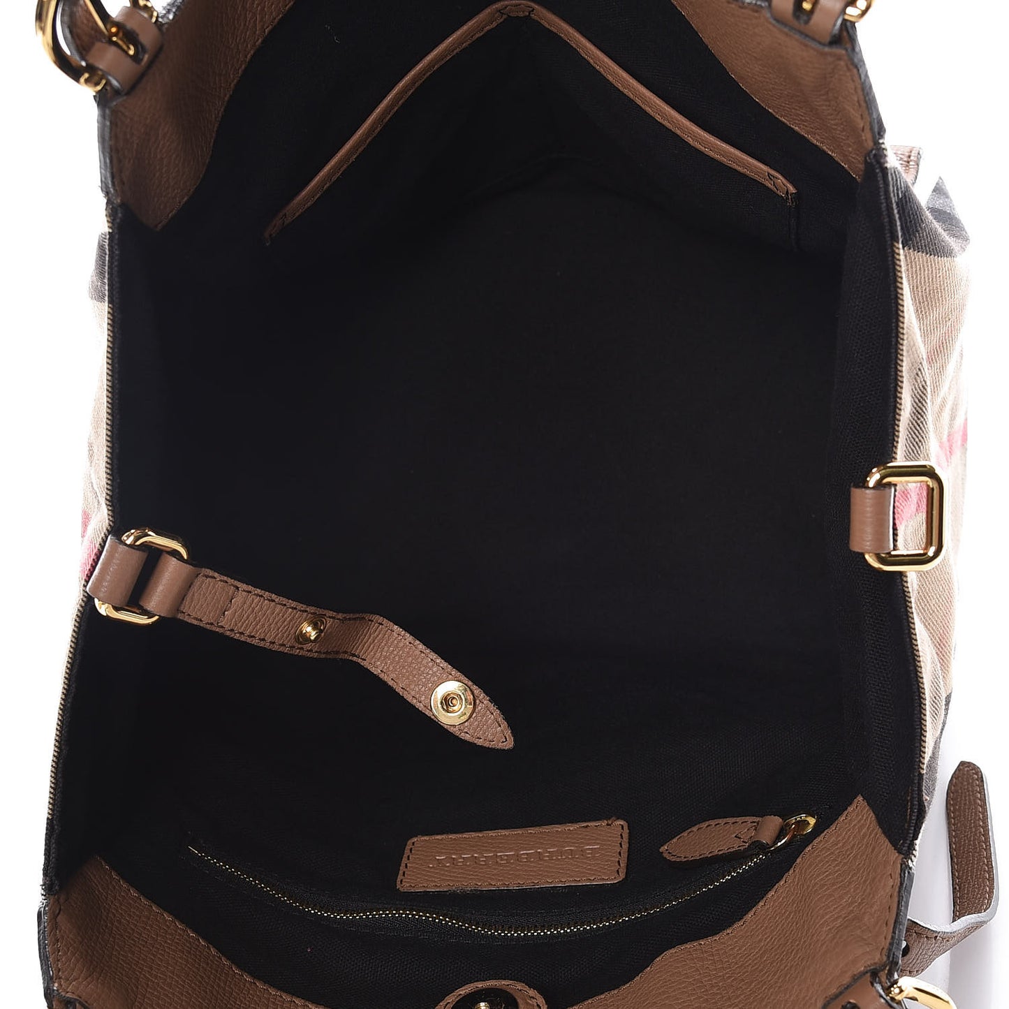 Grainy Calfskin House Check Small Canterbury Tote Tan