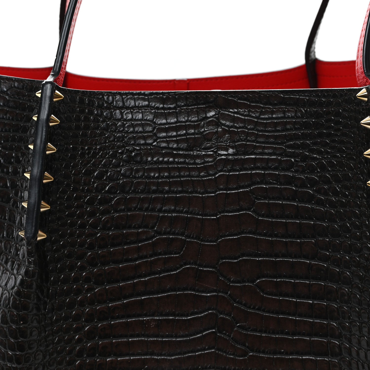 Christian Louboutin Calfskin Crocodile Embossed Spikes Large Cabarock Espresso 7 of 11