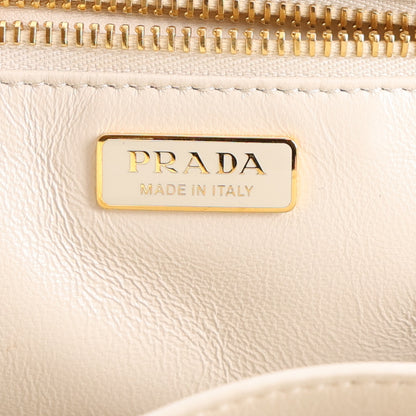 Prada Soft Grain Medium East West Galleria Double Zip Bag White 5 of 9