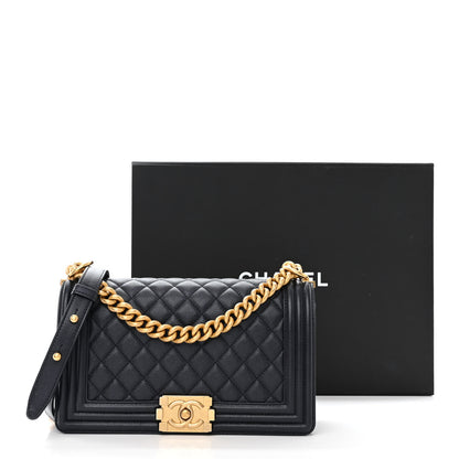 Chanel Caviar Quilted Medium Boy Flap Dark Navy Blue 12 of 12