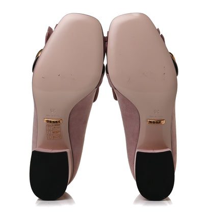 Gucci Kid Scamosciato GG Marmont Fringe 50mm Loafer Pumps 35 Crystal Pink 7 of 14