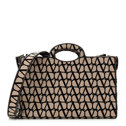 Valentino Garavani Toile Iconographe Goatskin Le Troisieme Shopping Bag Naturale Black Fondant 3 of 14