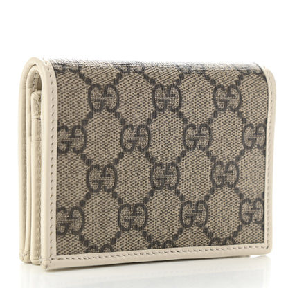 Gucci GG Supreme Monogram Azalea Calfskin Horsebit 1955 Card Case Wallet Beige Ebony Mystic White 3 of 10