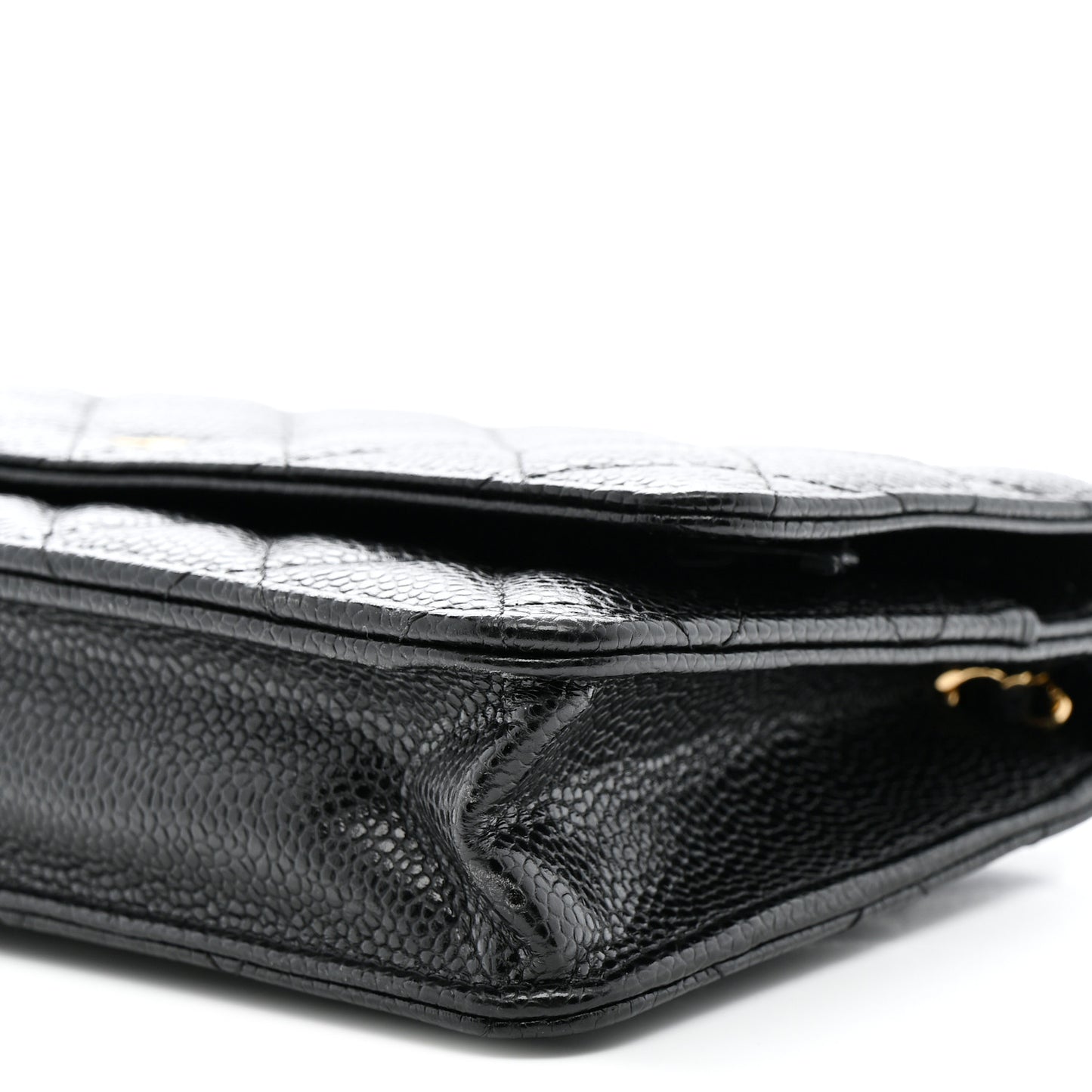 Caviar Quilted Wallet on Chain WOC Black