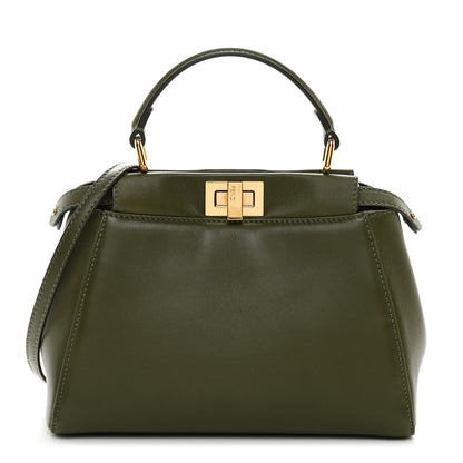 Fendi Nappa Mini Peekaboo Iconic Satchel Verde Equatore 1 of 10