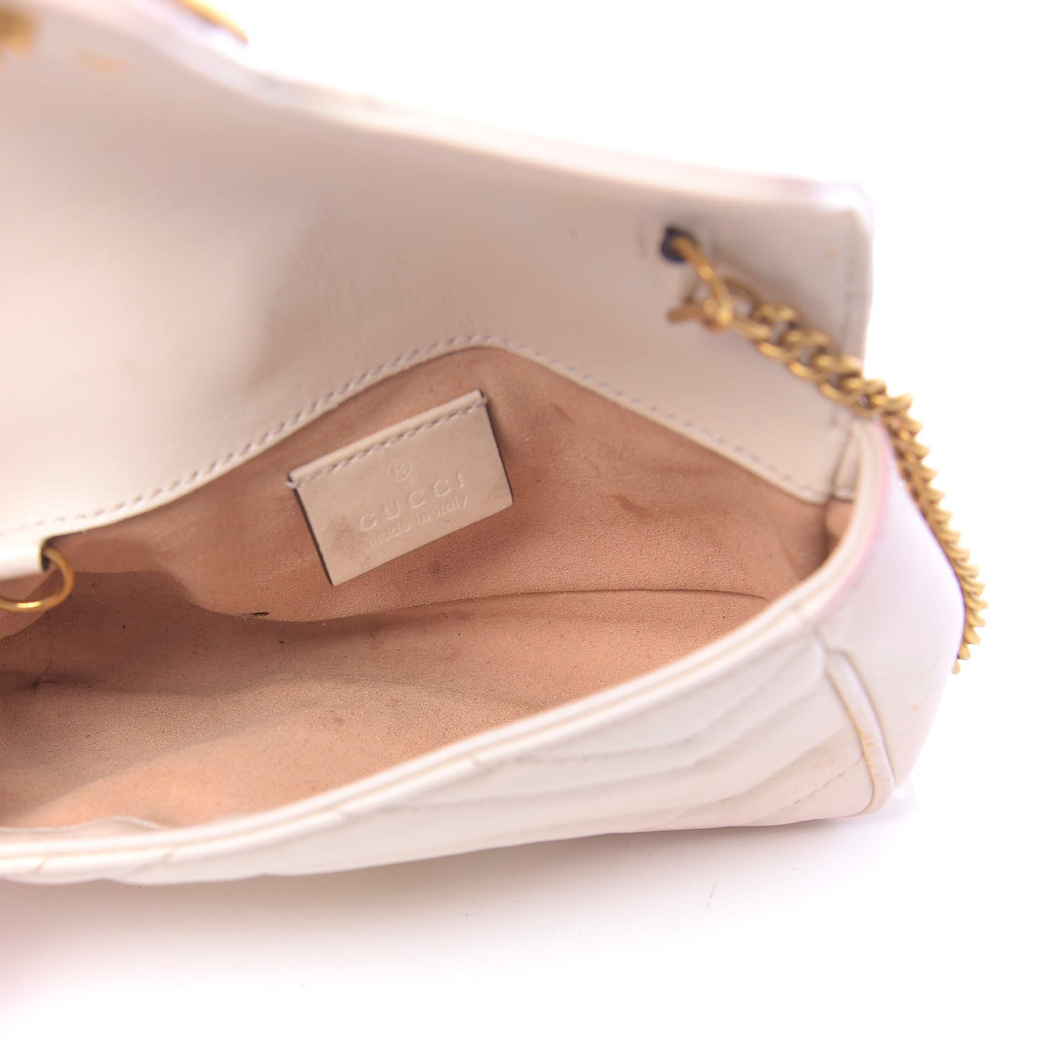 Gucci Calfskin Matelasse Super Mini GG Marmont Shoulder Bag White 5 of 19
