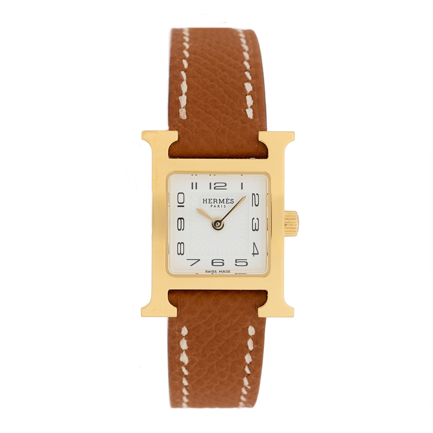 Hermes Stainless Steel Epsom 17.2mm Heure H Hour Quartz Watch Gold 1 of 5
