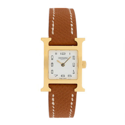 Hermes Stainless Steel Epsom 17.2mm Heure H Hour Quartz Watch Gold 1 of 5