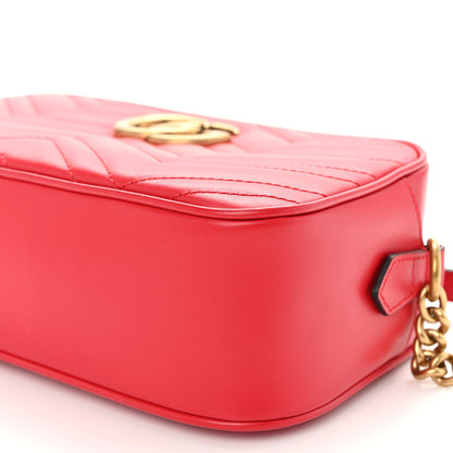 Gucci Calfskin Matelasse Small GG Marmont Chain Shoulder Bag Hibiscus Red 9 of 10