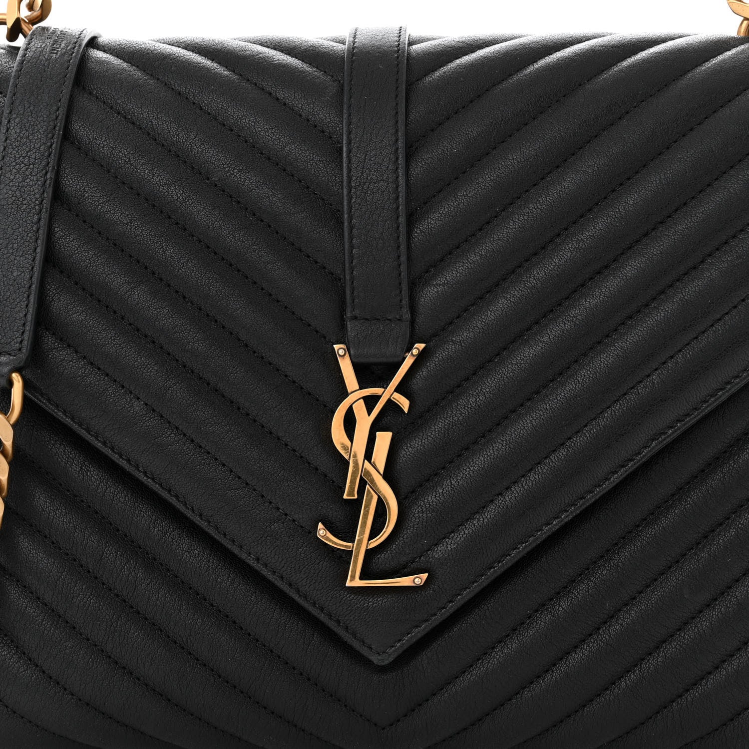 Saint Laurent Sheepskin Matelasse Chevron Monogram Large College Satchel Black 8 of 13