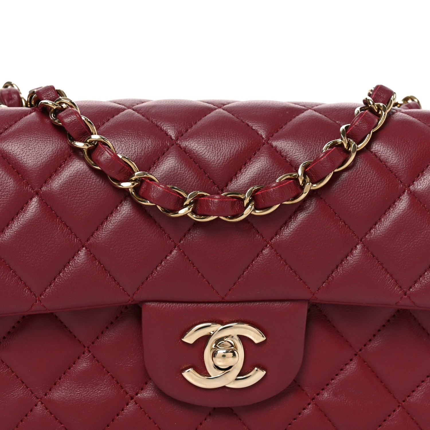 Chanel Lambskin Quilted Mini Rectangular Flap Burgundy 8 of 11