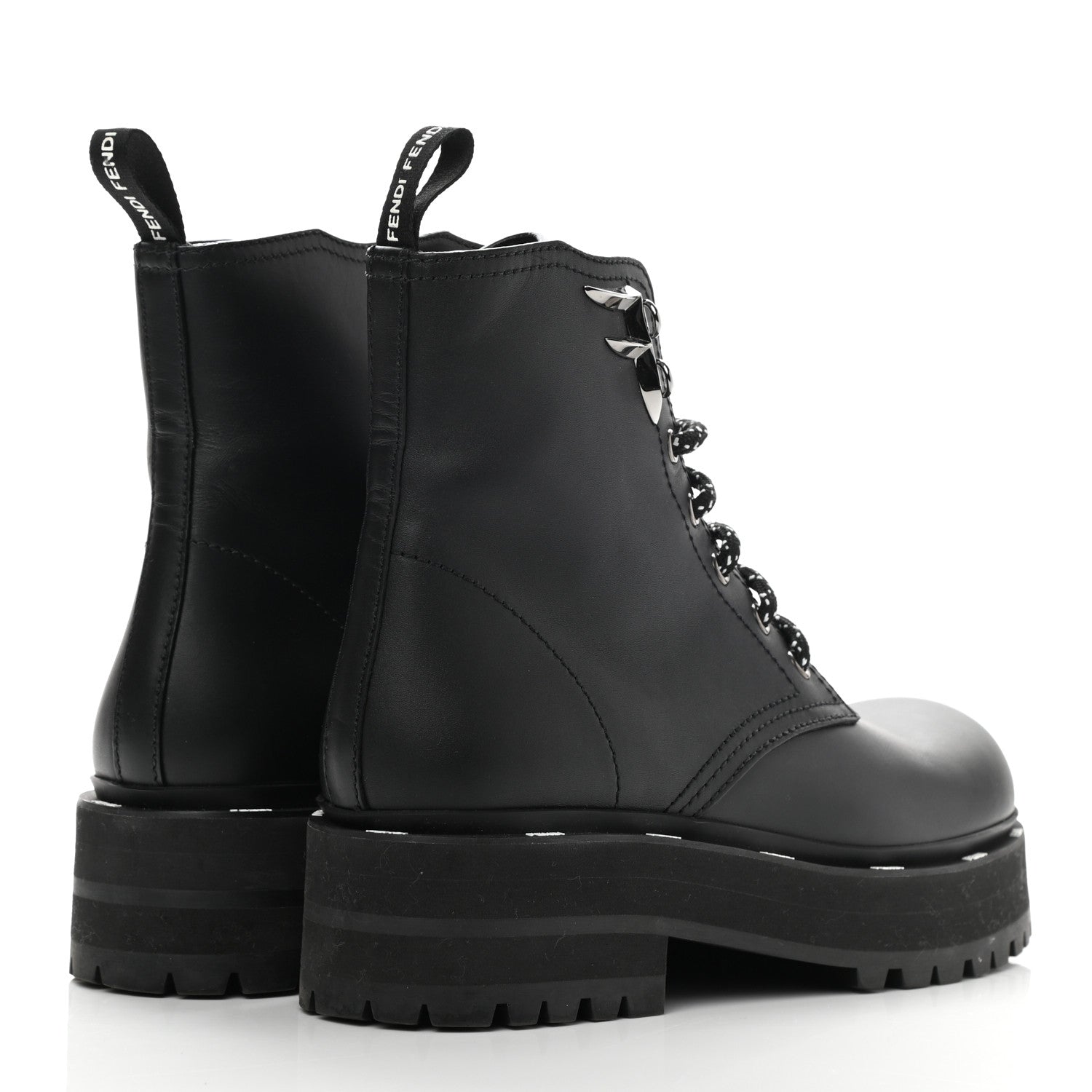 Fendi Calfskin FFreedom Platform Biker Boots 36.5 Black 4 of 8