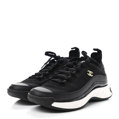 Chanel Velvet Calfskin Mixed Fibers CC Sneakers 39.5 Black 3 of 7