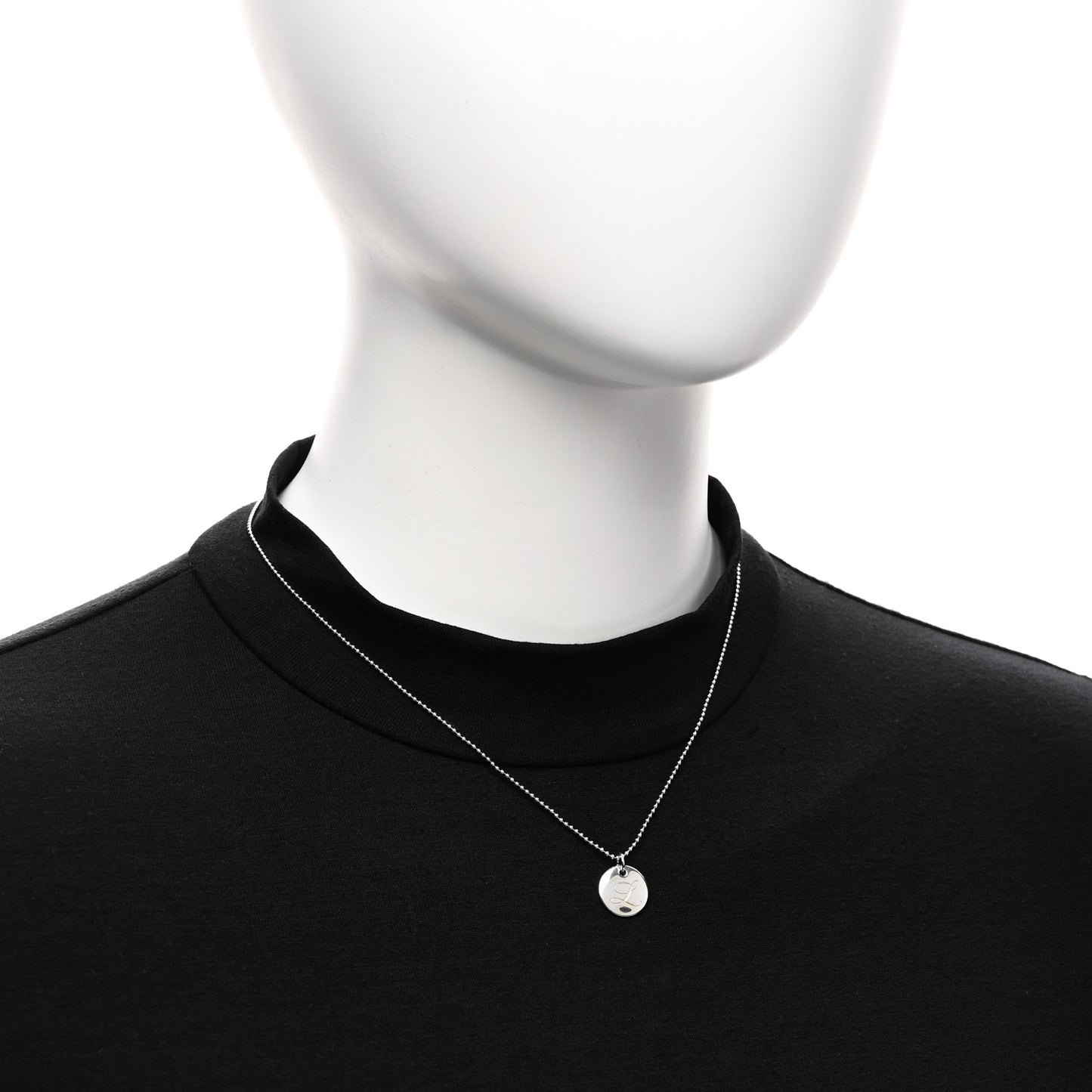 Sterling Silver Letter L Disc Pendant Necklace