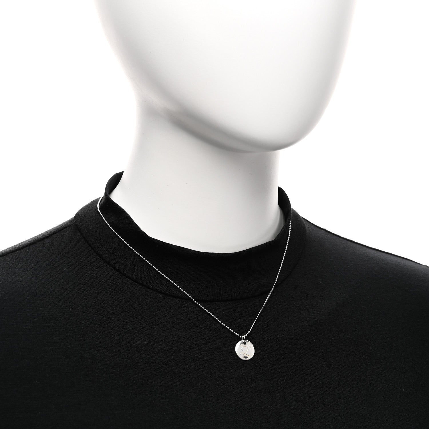 Tiffany Sterling Silver Letter L Disc Pendant Necklace 2 of 6
