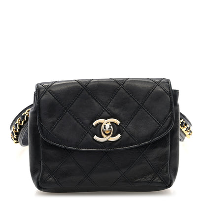 Chanel Calfskin Quilted Flap Waist Belt Bag Black 1 of 9