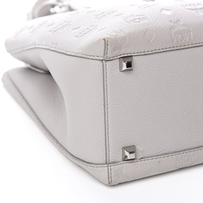 MCM Calfskin Ottomar Monogram Sarah Convertible Hobo Dove 9 of 11