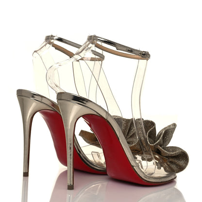 Christian Louboutin Metallic Calfskin Glitter Tonic PVC Fossiliza 100 Sandals 36.5 Version Light Gold 4 of 7
