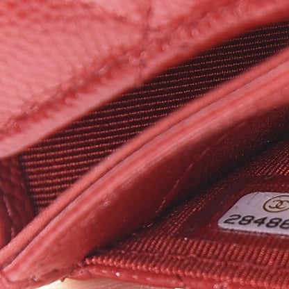 Chanel Caviar Quilted Flap Card Holder Wallet Red 6 of 10