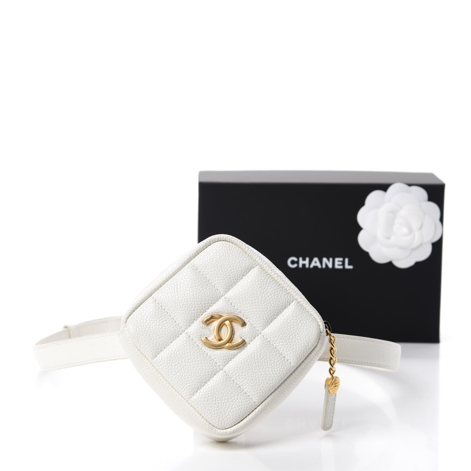 Chanel Caviar Quilted Coin Purse Belt Bag White 11 of 11
