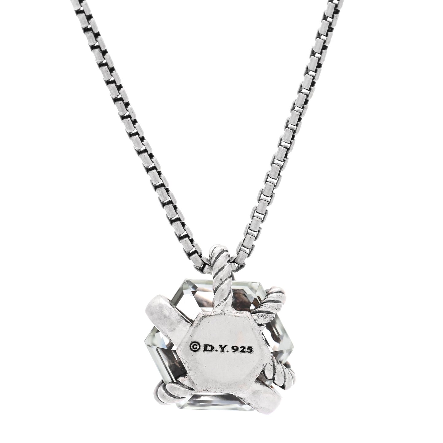 Sterling Silver Diamond Prasiolite 10mm Petite Cable Wrap Pendant Necklace