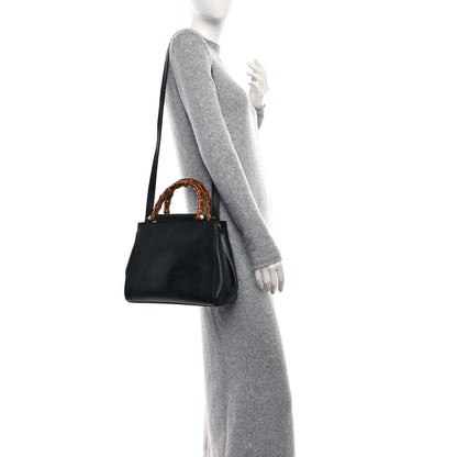 Gucci Nappa Bamboo Small Nymphaea Top Handle Bag Black 2 of 9