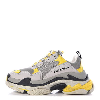 Balenciaga Fabric Mesh Womens Triple S Sneakers 37 Yellow Grey White 1 of 7