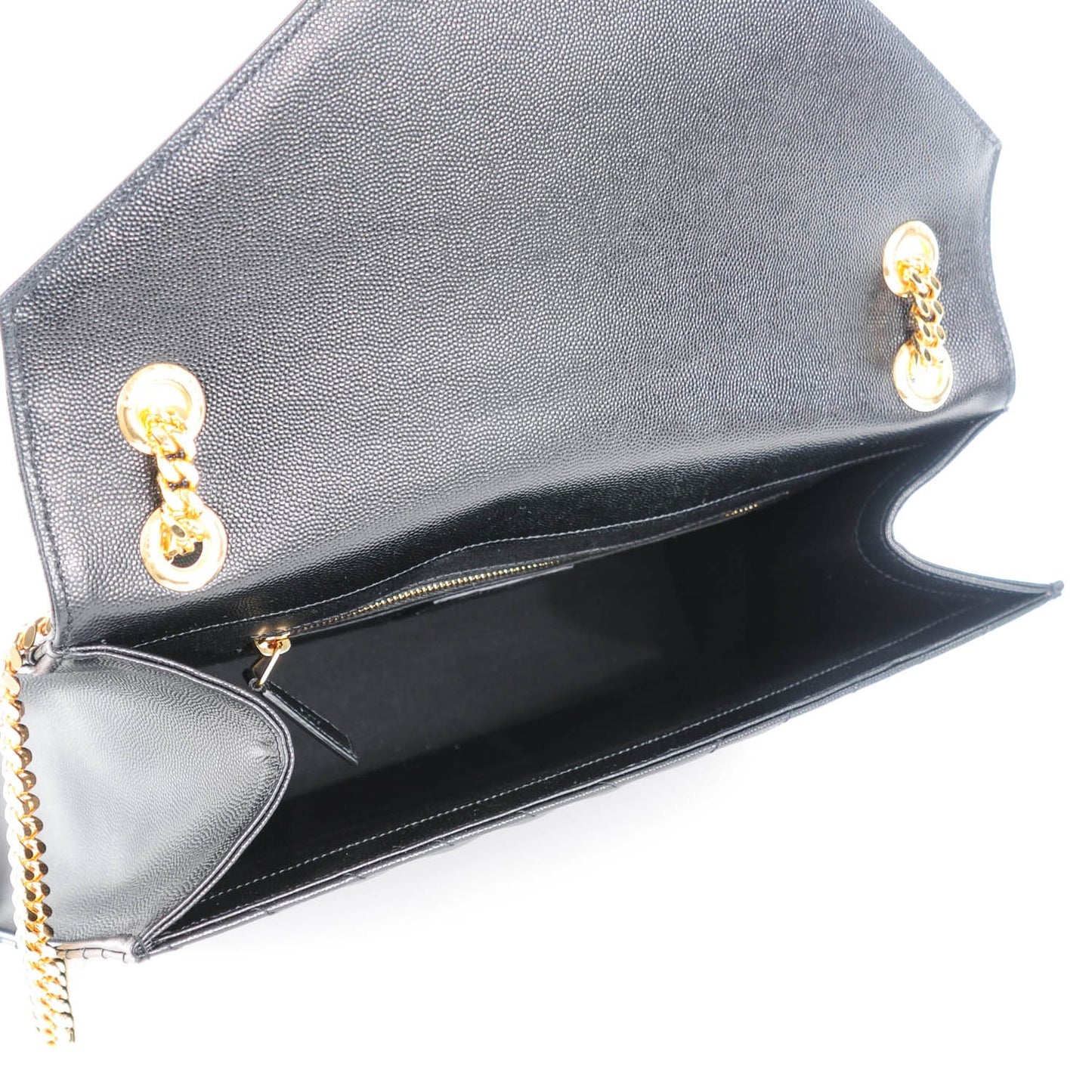 Grain De Poudre Matelasse Chevron Large Monogram Satchel Black