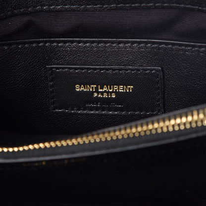 Saint Laurent Sheepskin Matelasse Chevron Monogram Medium College Bag Black 6 of 7