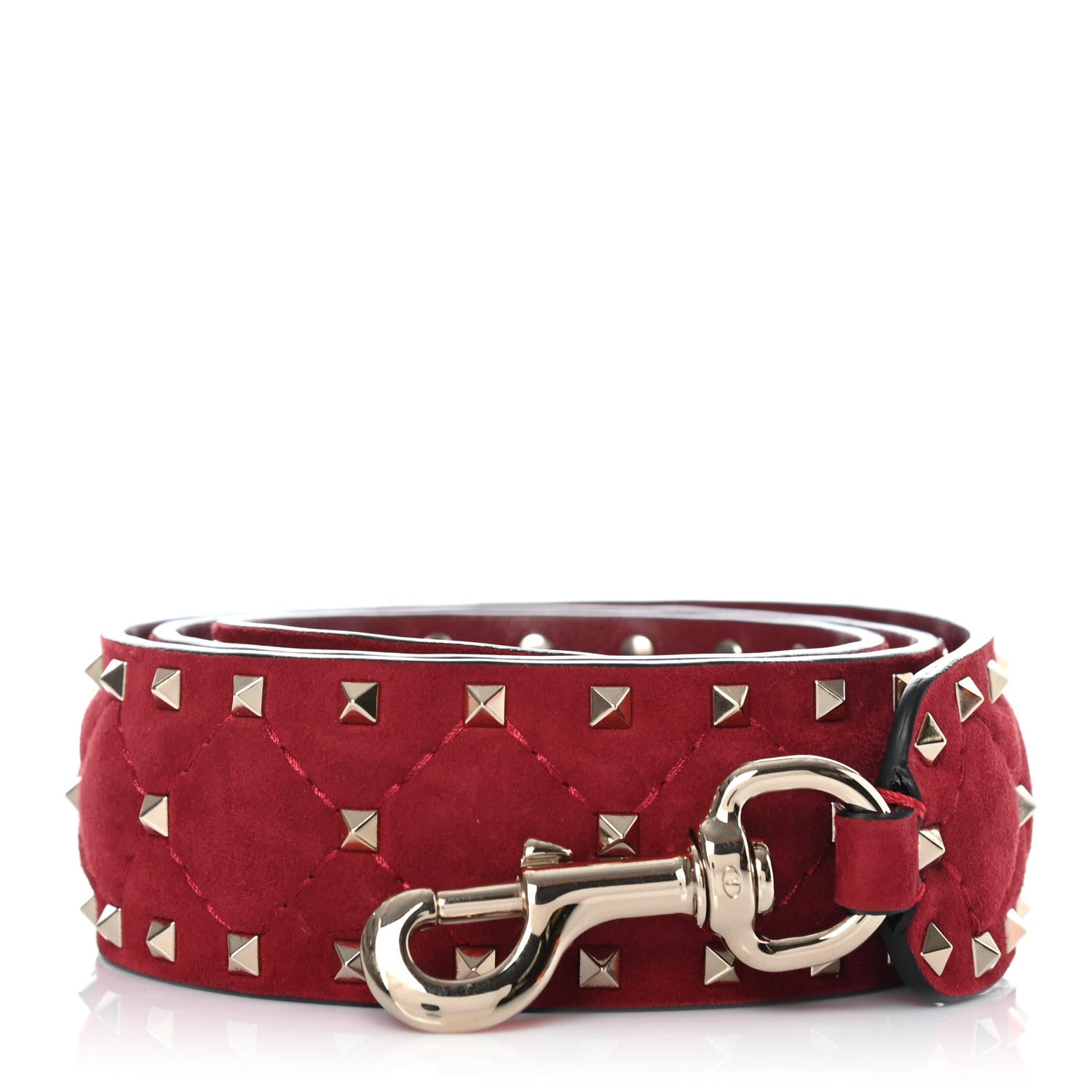 Valentino Garavani Suede Rockstud Spike Shoulder Strap Rubino 1 of 4