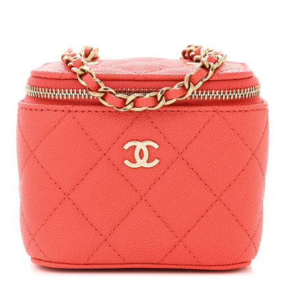 Chanel Caviar Quilted Mini Vanity Case With Chain Dark Pink 1 of 10