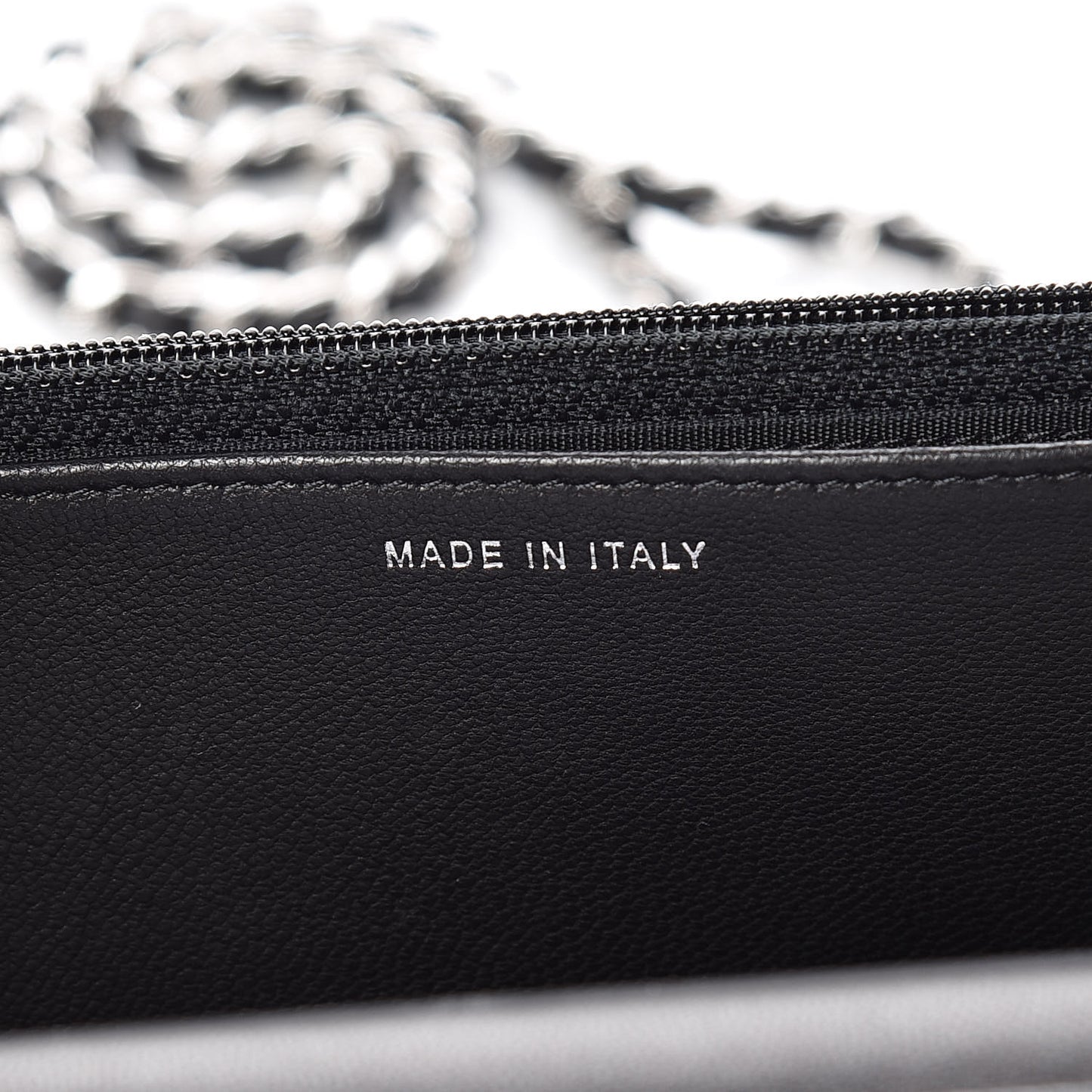 Lambskin Quilted Diamond CC Wallet On Chain WOC Black