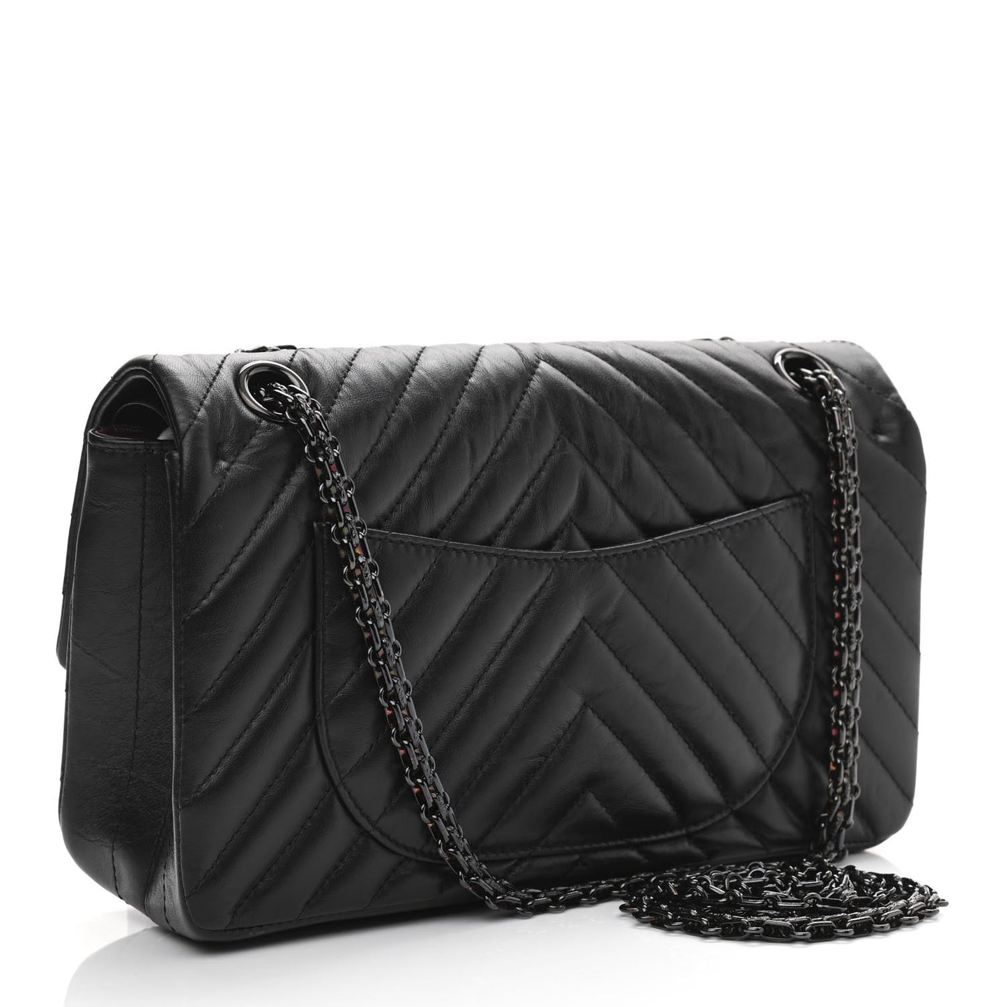 Aged Calfskin Chevron Quilted 2.55 Reissue 225 Flap So Black