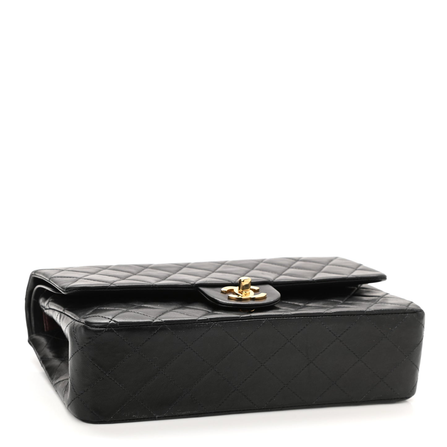 Lambskin Quilted Medium Double Flap Black