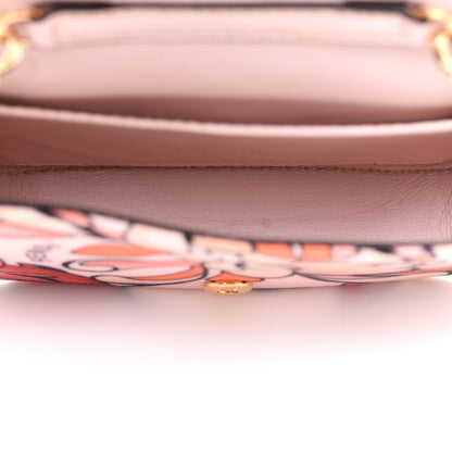 Fendi Stretch Satin Vitello Grace Floral Print Nano Baguette Charm Rose Multicolor Rosso Cardinale 4 of 6