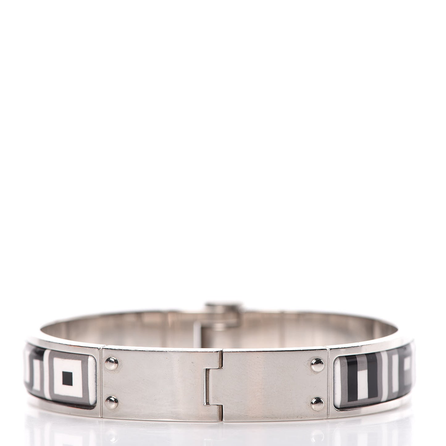 Enamel Printed Narrow Lettres Au Carre Hinged Bracelet M Faux Gris