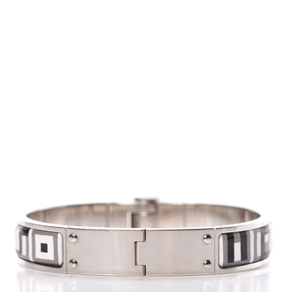 Hermes Enamel Printed Narrow Lettres Au Carre Hinged Bracelet M Faux Gris 3 of 4