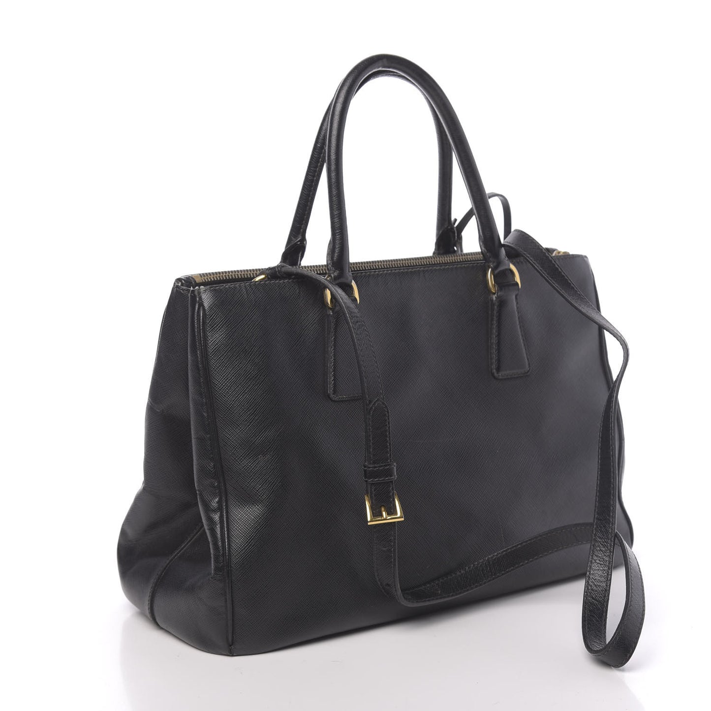 Saffiano Medium Galleria Double Zip Tote Black