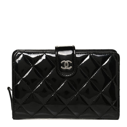 Chanel Patent Quilted Zip Pocket Wallet Black 1 of 11