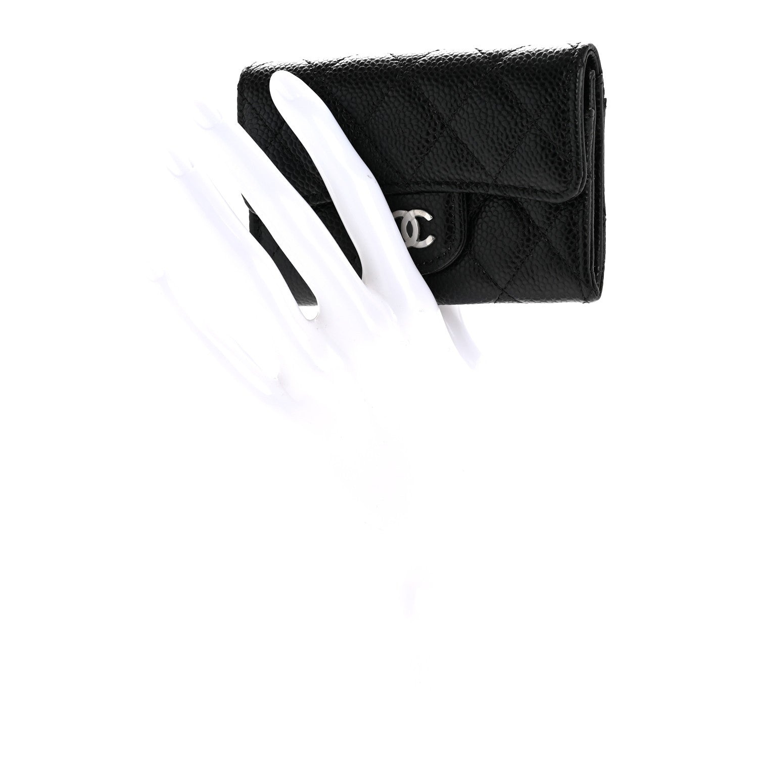 Chanel Caviar Quilted Flap Card Holder Wallet Black 2 of 9
