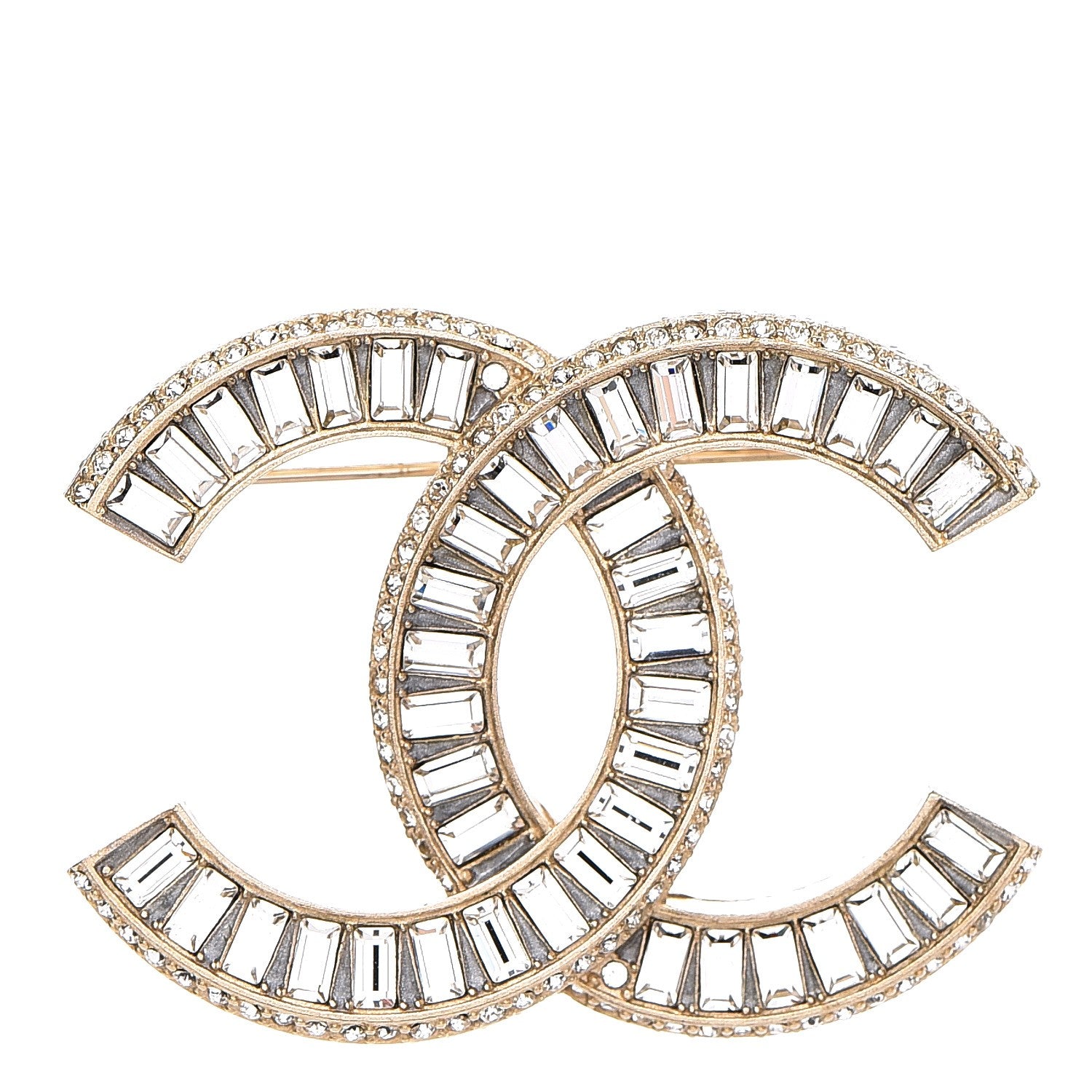 Chanel Baguette Crystal CC Brooch Gold 1 of 5