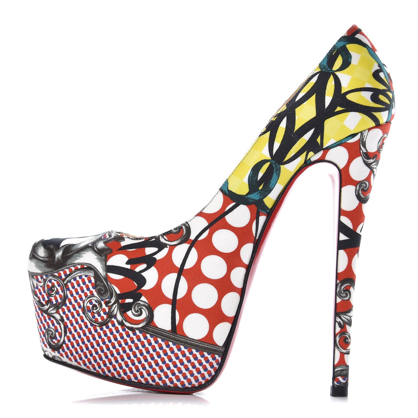 Fabric Loubi Print Daffodile 160 Pumps 37 Multicolor
