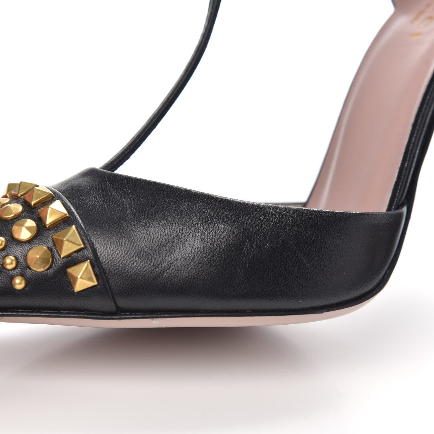 Gucci Malaga Kid Studded Cap Toe T Strap Pumps 35.5 Black 8 of 9