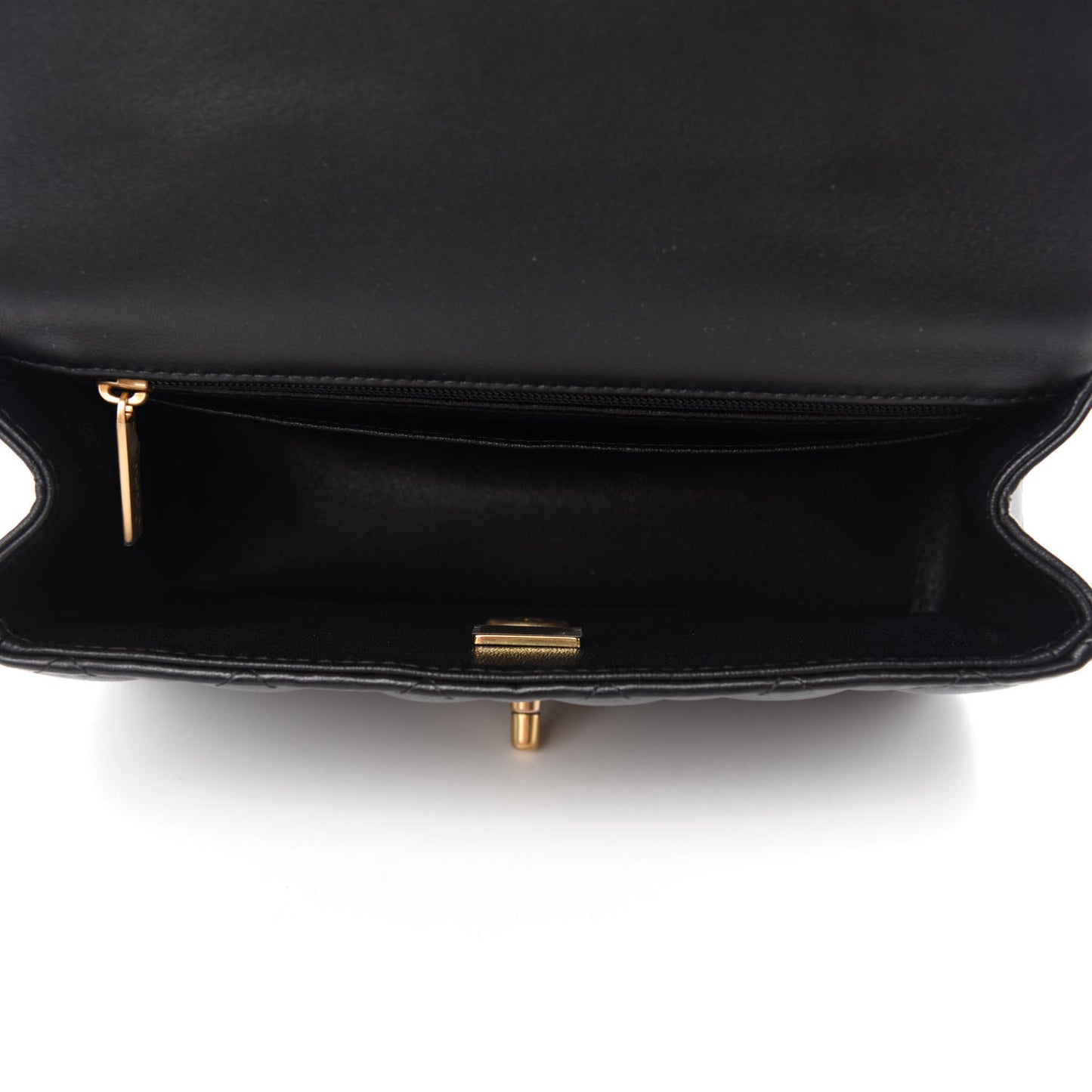 Lambskin Quilted Mini Top Handle Rectangular Flap Black