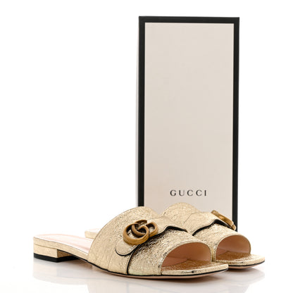 Gucci Galassia GG Marmont Flat Slide Sandals 41 Platino 9 of 9