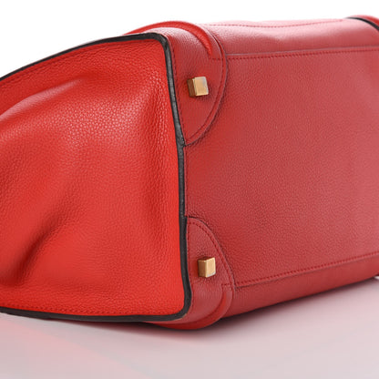 Celine Drummed Calfskin Mini Luggage Coquelicot 12 of 13