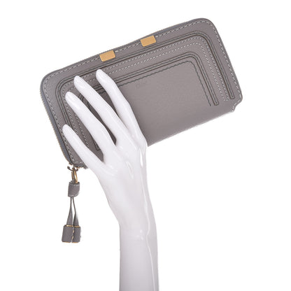 Chloe Calfskin Marcie Long Zip Around Wallet Cashmere Grey 2 of 7