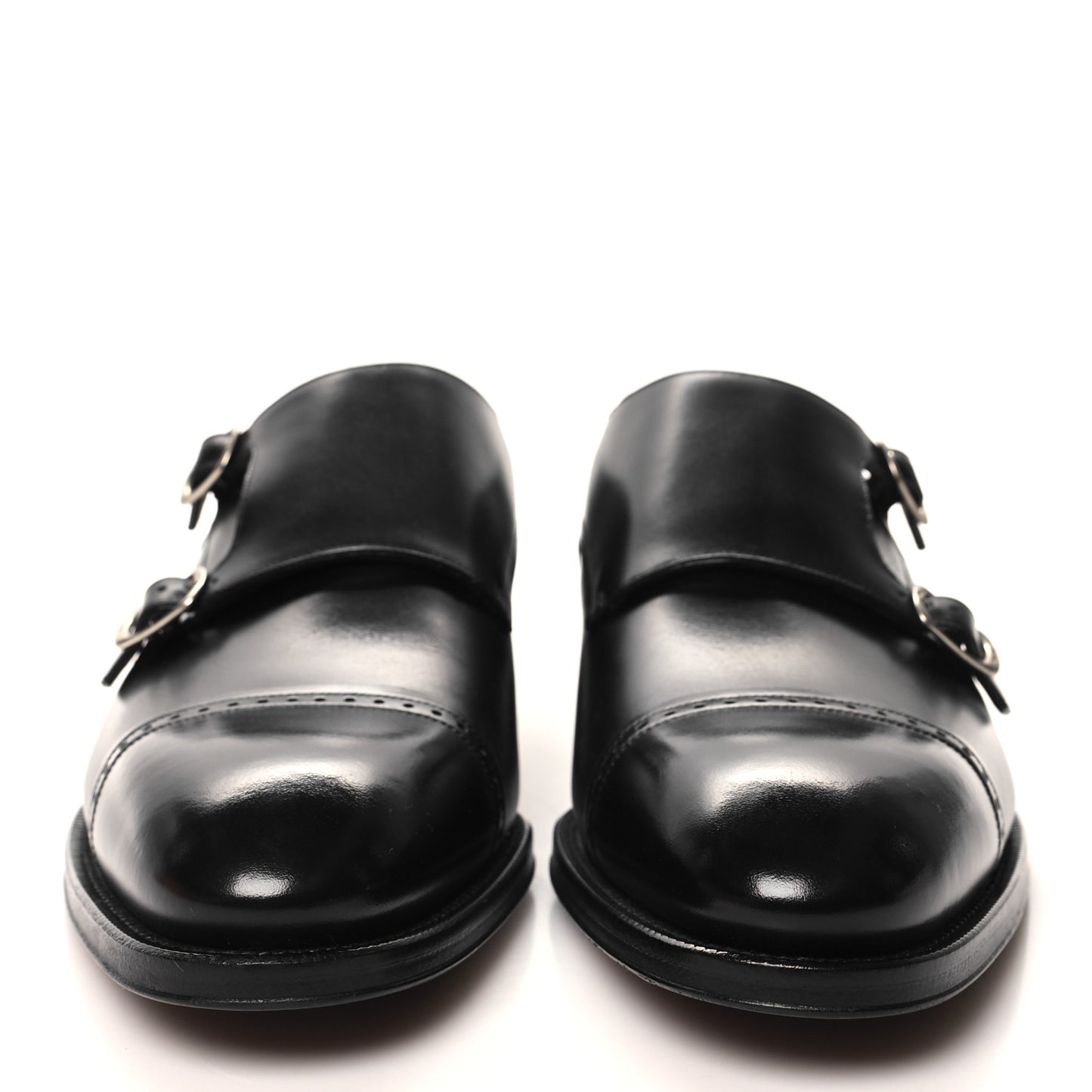 Calfskin Mens Monkstrap Loafers 9.5 Black