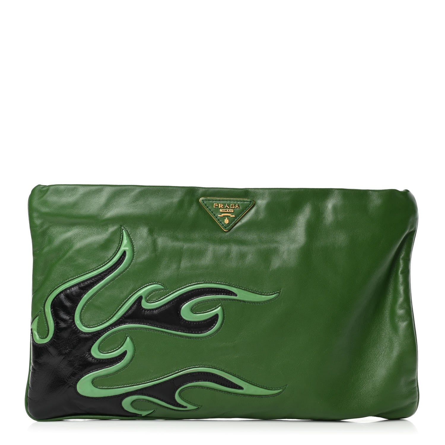 Prada Nappa Flame Clutch Pochette Larice 1 of 4